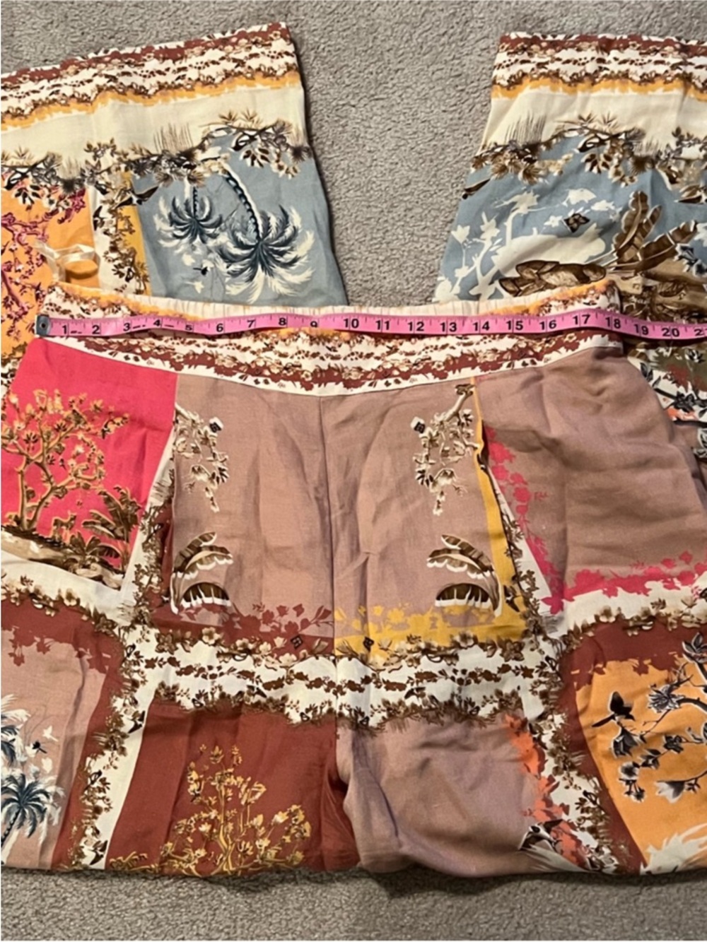 Anthropologie Peach Multi Patchwork Wide-Leg Pants - Picture 5 of 10